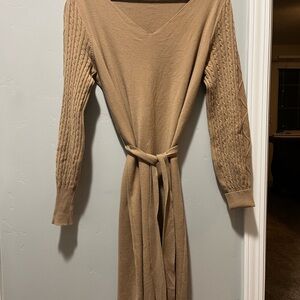 D Exterior Made in Italy Dark Yellow V Neck Sweater Dress Size Large